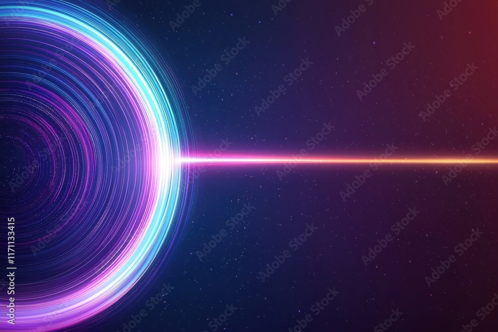 Obraz premium Vibrant Abstract Light Trail with Colorful Circular Motion and Galactic Background