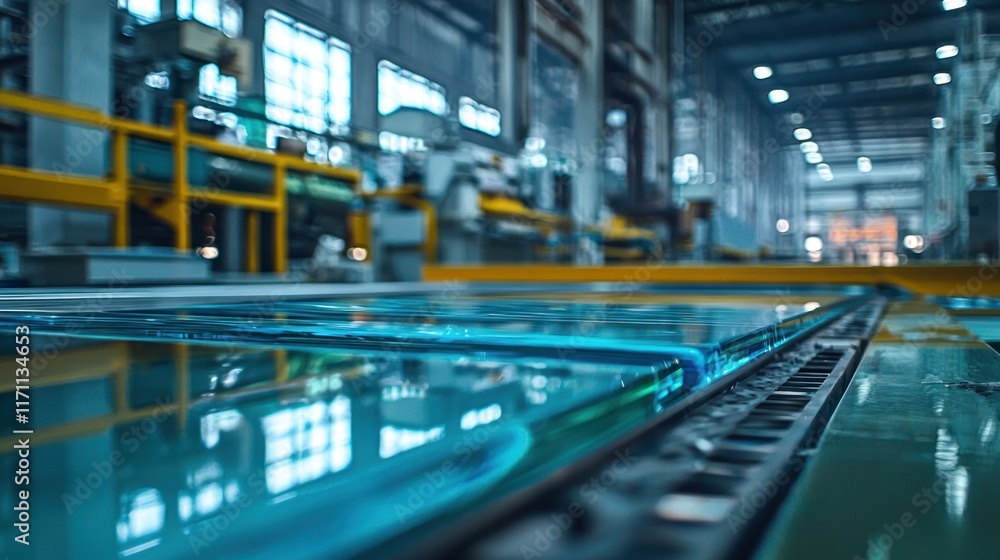 Fototapeta premium Glass Manufacturing: Modern Factory Production Line