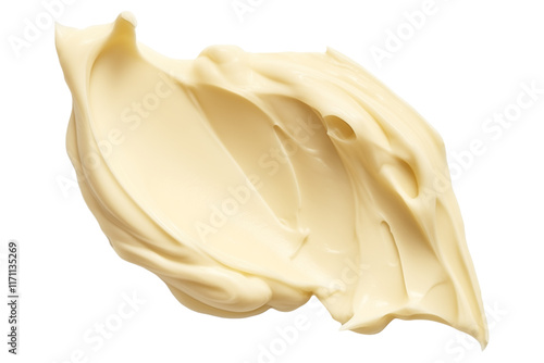A smear of cocoa butter isolated on a transparent background, top view.