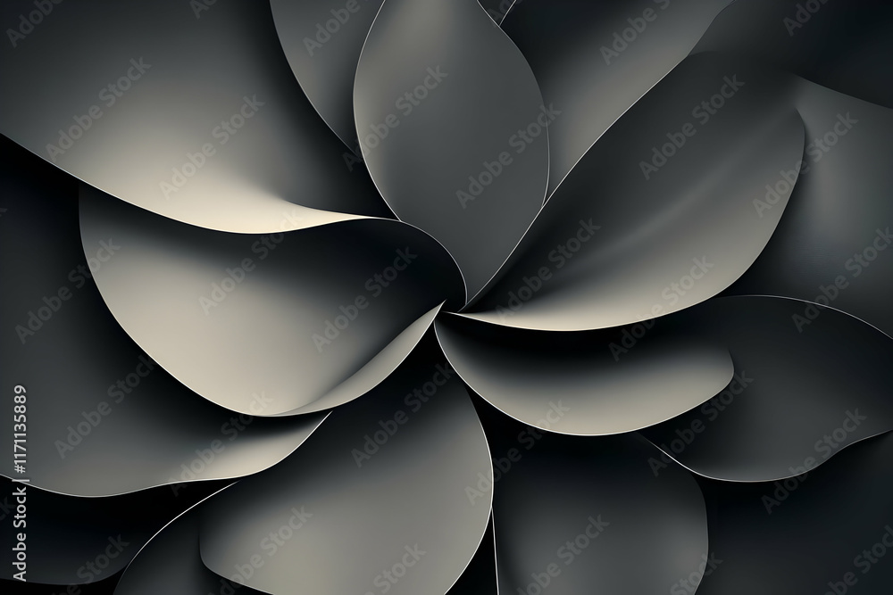 Obraz premium Abstract 3D Dark Grey Flower Illustration