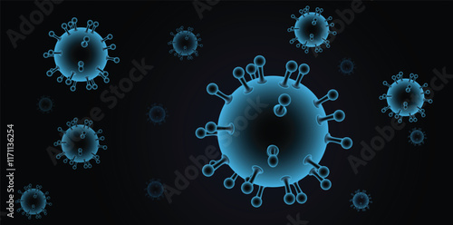 HMPV virus outbreak, virus floating in a cellular environment vector background