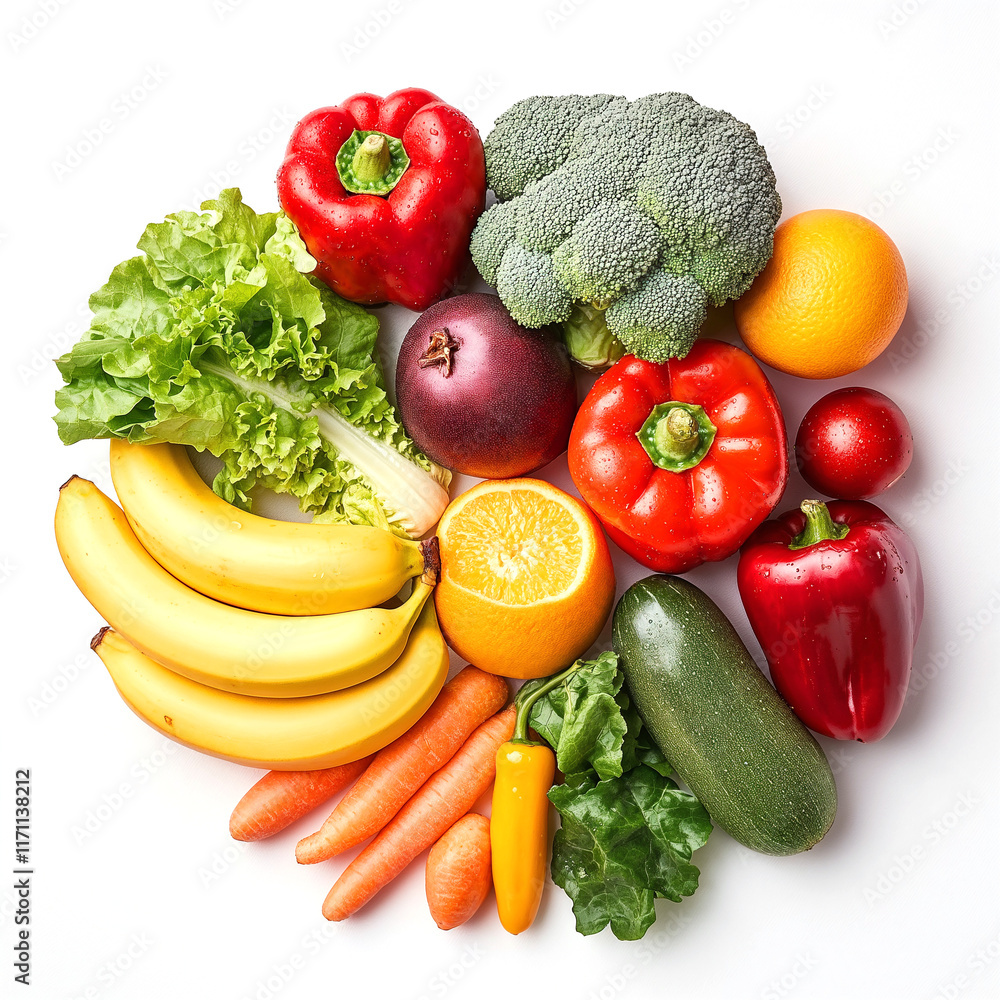 A vibrant array of fruits and vegetables that brings health and beauty together in one scene. Created using generative AI A vibrant array of fruits and vegetables that brings health and beauty together in one scene. Created using generative AI