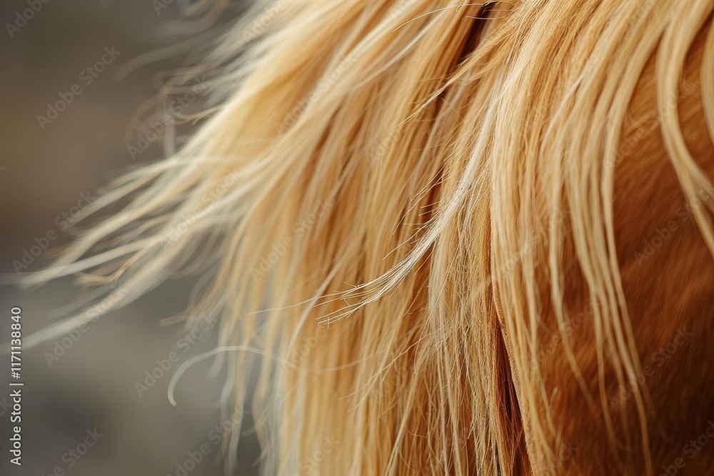 Close-up of golden hair, possibly from an animal, showcasing fine strands and texture. Close-up of golden hair, possibly from an animal, showcasing fine strands and texture.