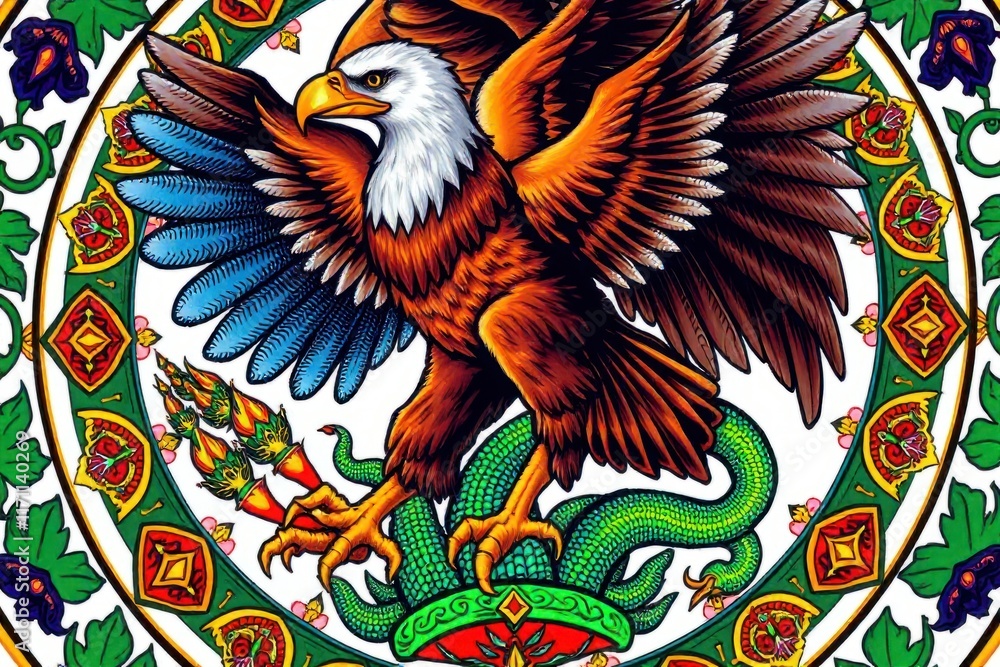 Fototapeta premium an eagle with snake and in the center