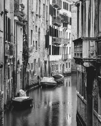 Beautiful Black and White Venice Canal Photography photo