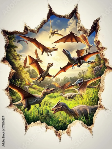 dinosaurs in the forest