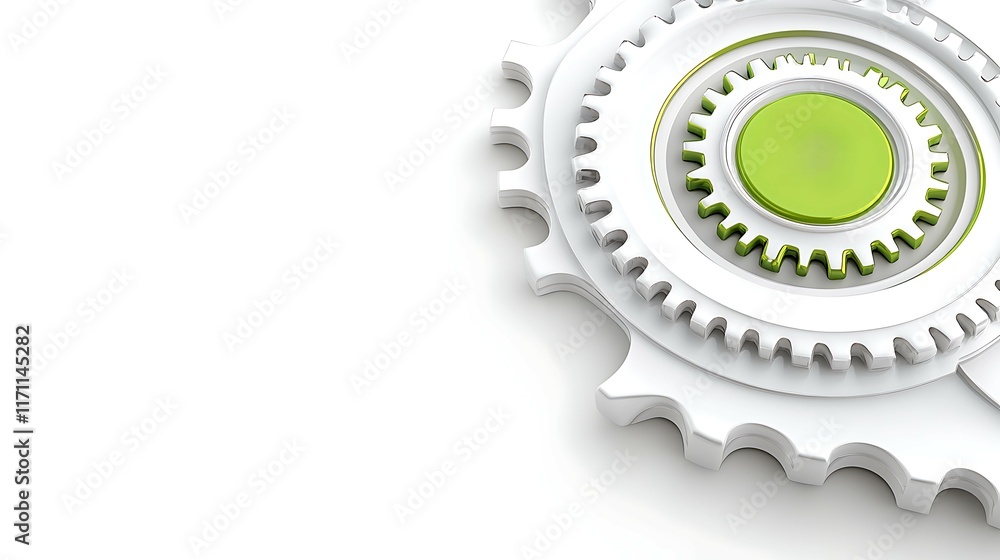 White and Green Gear Mechanism  Teamwork  Technology  Industry