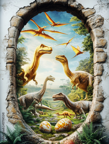 dinosaurs in the forest