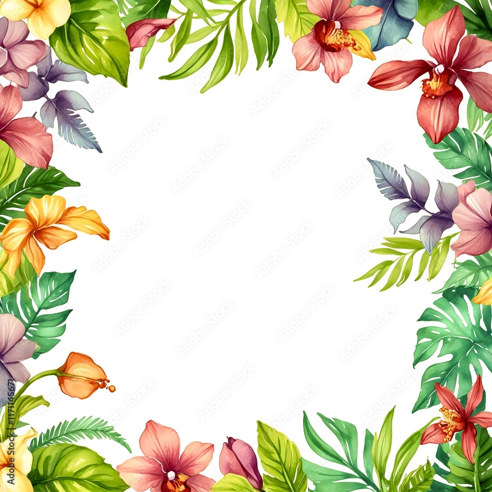 Naklejka premium marco de flores estilo acuarela
