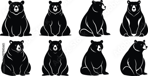 Bear sitting silhouette vector illustration design isolated on white background
 photo