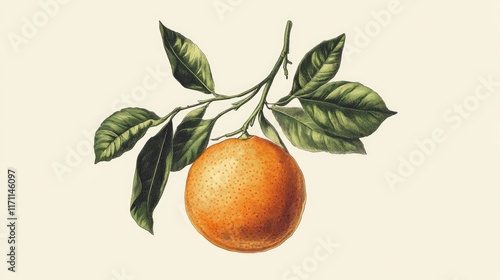 Generative AI image of a vintage mandarin orange illustration, detailed with classic botanical aesthetics.