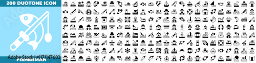 Fisherman Duotone Editable Icons set.