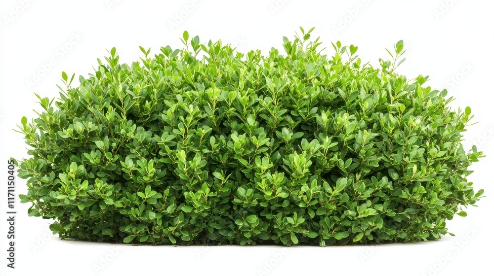 Symmetrical, compact boxwood shrub shaped for a formal garden, isolated against a white backdrop, ideal for landscaping projects.