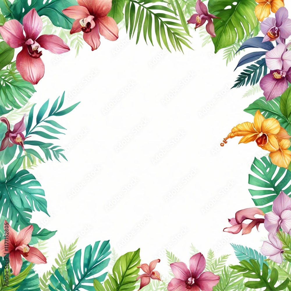 Fototapeta premium tarjeta de felicitación. marco de flores estilo acuarela