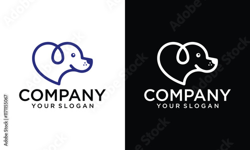Creative Love animal logo with dog and heart