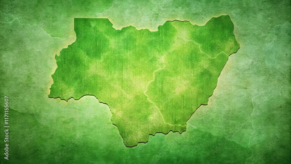 Stylized Green Sketch Map of Nigeria: Low-Light Artistic Render Stylized Green Sketch Map of Nigeria: Low-Light Artistic Render