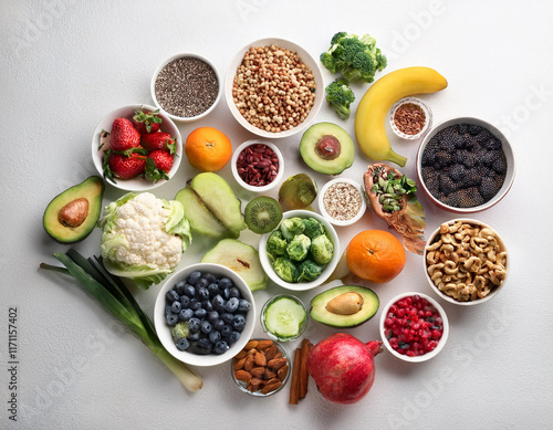 Wallpaper Mural protein, food, background, health, fruit, fish, green, apple, cooking, healthy, healthy food, diet, vegetable, avocado, organic, nutrition, salmon, ingredient, seed, cereal, nut, almond, broccoli, ses Torontodigital.ca