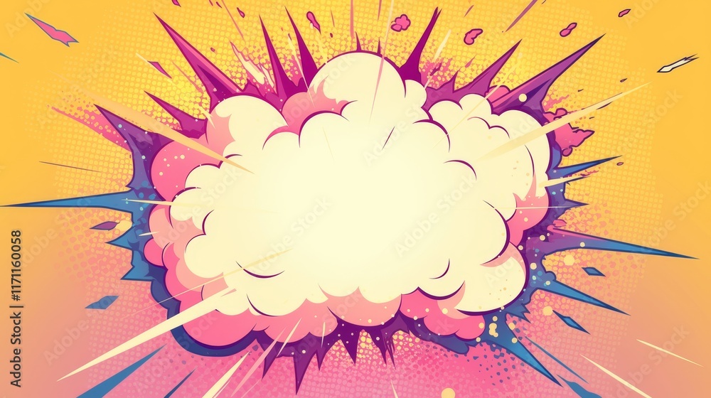 Comic Book Explosion Effect Radiating on Yellow Background Comic Book Explosion Effect Radiating on Yellow Background