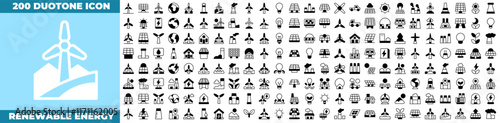 Renewable Energy Duotone Editable Icons set