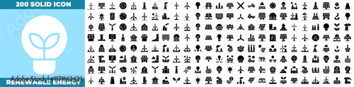 Renewable Energy Solid Editable Icons set