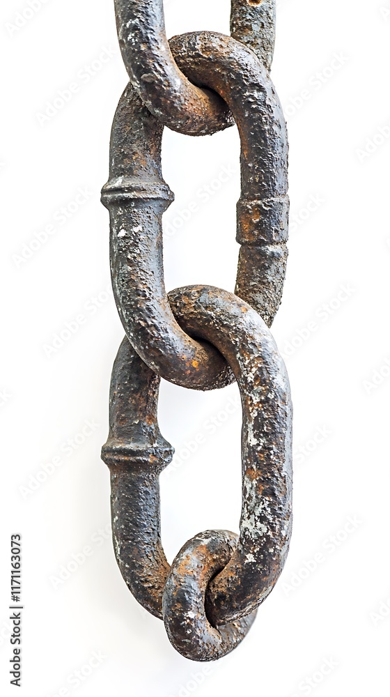 Obraz premium Old rusty chain isolated on white background