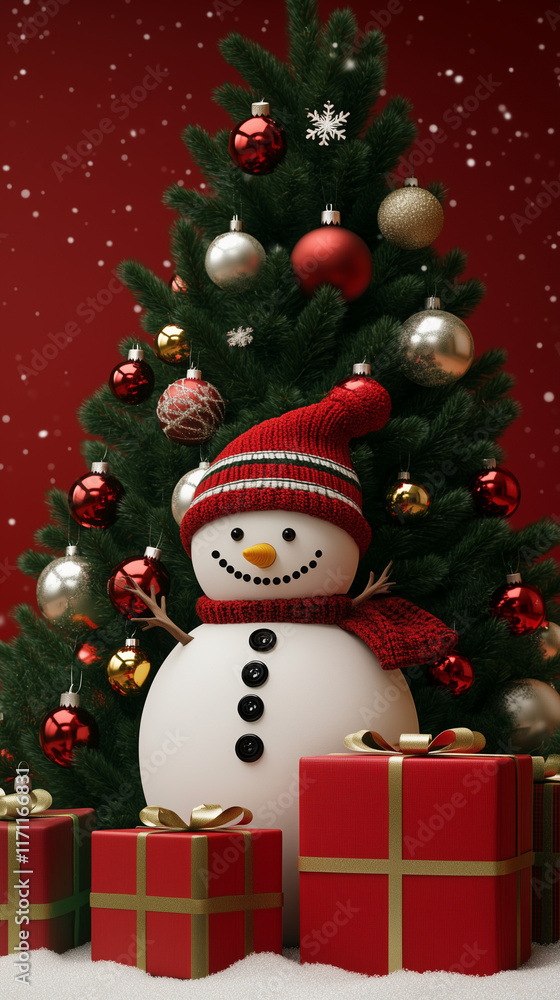 christmas tree and snowman christmas tree and snowman