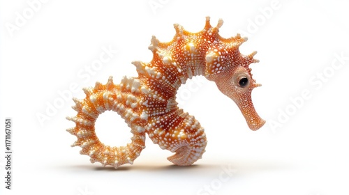 Small orange seahorse isolated on white. photo