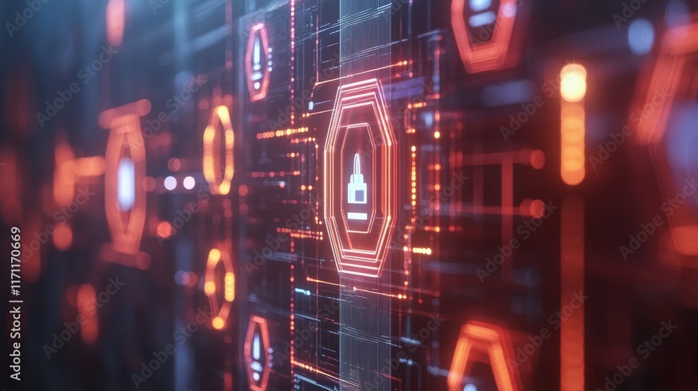 Obraz premium Technology Symbols on Clean Soft Light Background