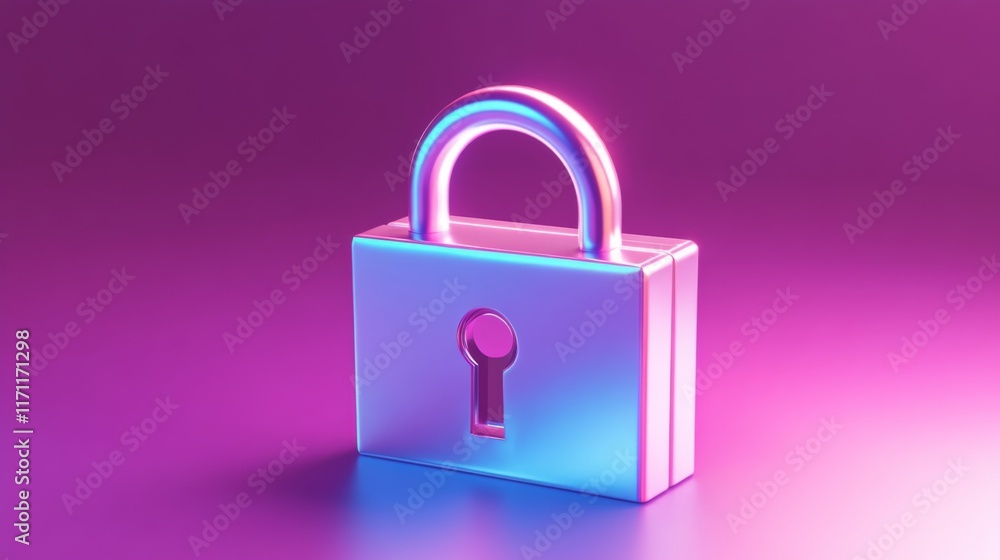 3D Cyber Security Lock in Soft Light Environment 3D Cyber Security Lock in Soft Light Environment
