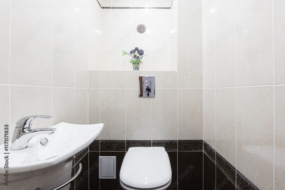 Fototapeta premium modern bathroom room with toilet and washing machine
