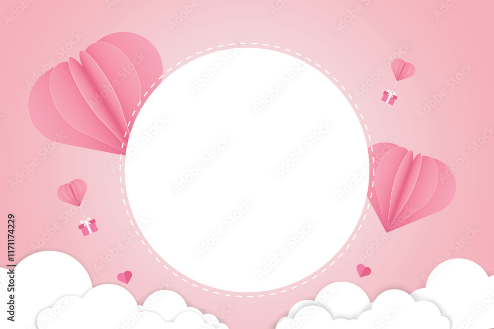 Valentine's Day horizontal banner template in paper style with space for text and can be used for sale sale tag. Valentine's Day horizontal banner template in paper style with space for text and can be used for sale sale tag.