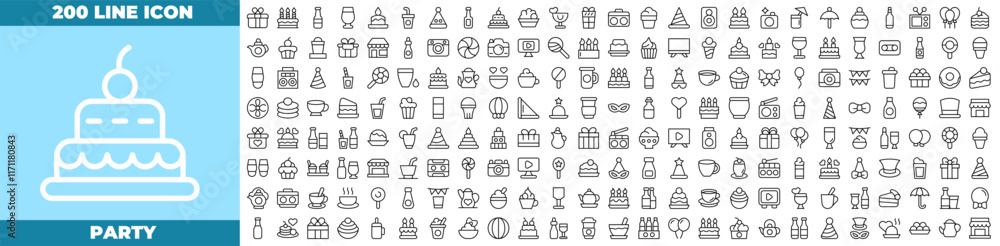 Fototapeta premium Party Line Editable Icons set