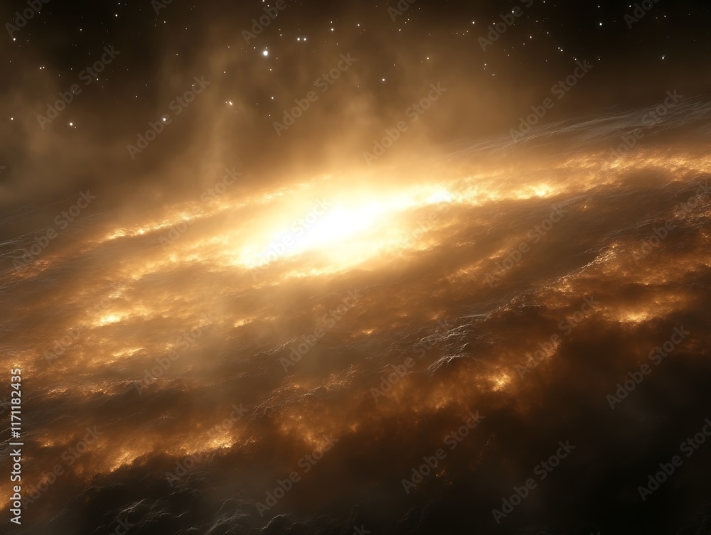 Obraz premium Bright, swirling galaxy core.