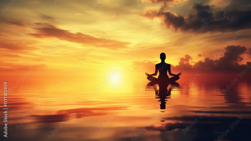 A person is doing medication with tranquil peaceful settings. A person is doing medication with tranquil peaceful settings.