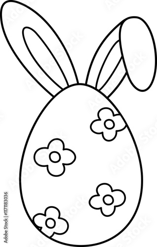 Easter egg with bunny ears outline.
Cute patterned Easter eggs with bunny ears coloring page.
Transparent background.