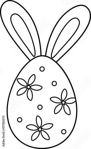 Easter egg with bunny ears outline.
Cute patterned Easter eggs with bunny ears coloring page.
Transparent background.