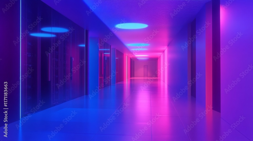 Fototapeta premium Futuristic Cooling Room with Vibrant Lighting Effects