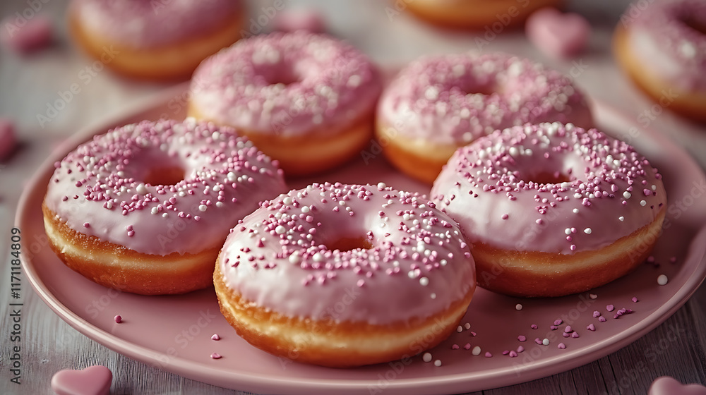 Heart-shaped donuts with pastel pink and lavender icing