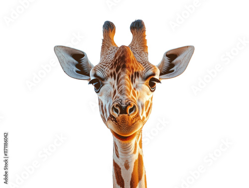 Giraffe portrait against a bright background