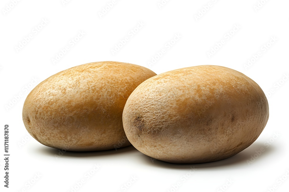 Potatoes: Two Organic Tubers Close Up Potatoes: Two Organic Tubers Close Up