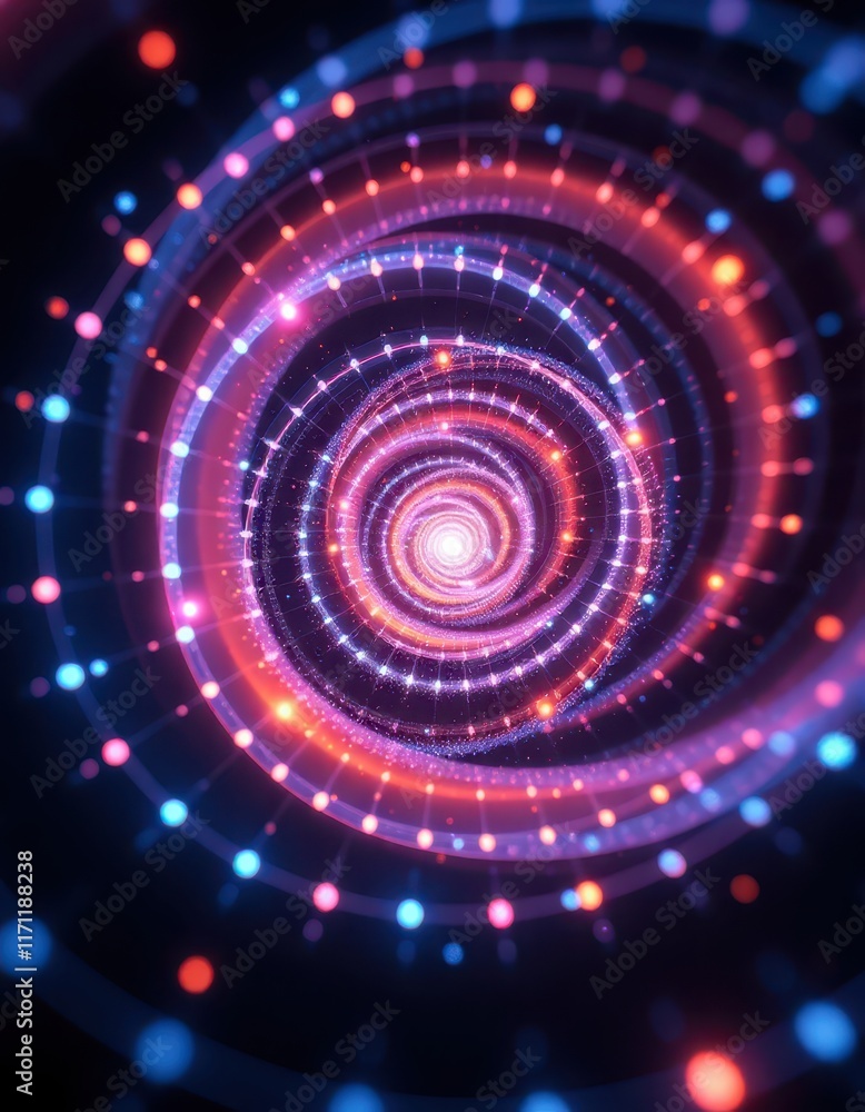 a spiral of light and dots a spiral of light and dots