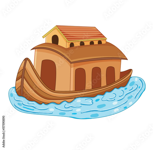 Cute cartoon hand drawn vector wooden boat house clipart.