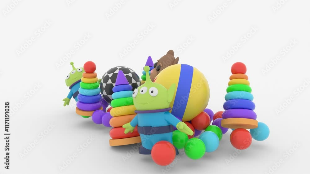 kids toys on white background kids toys on white background