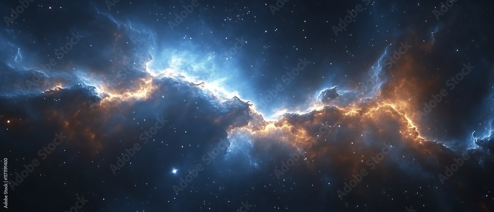 Fototapeta premium Cosmic Nebula Glowing gas and dust clouds in space.