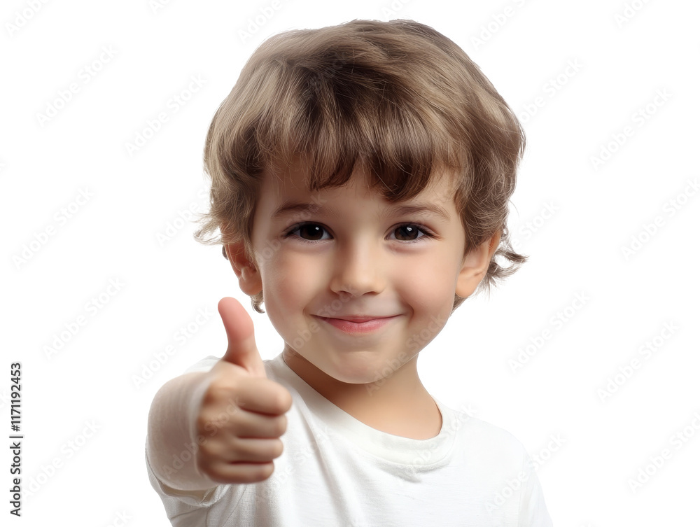 Happy child giving thumbs up indoors with smile Happy child giving thumbs up indoors with smile
