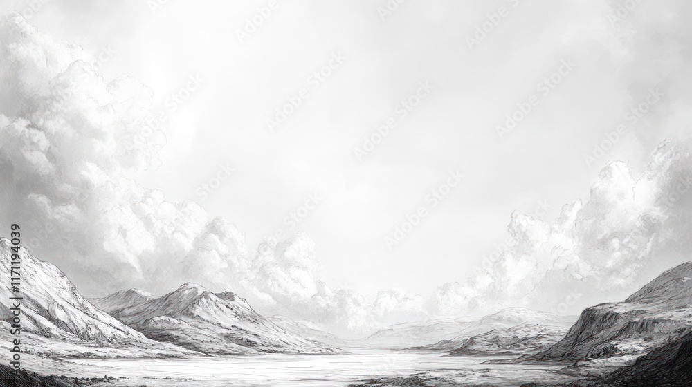 Serene Mountain Landscape Under Cloudy Skies Serene Mountain Landscape Under Cloudy Skies