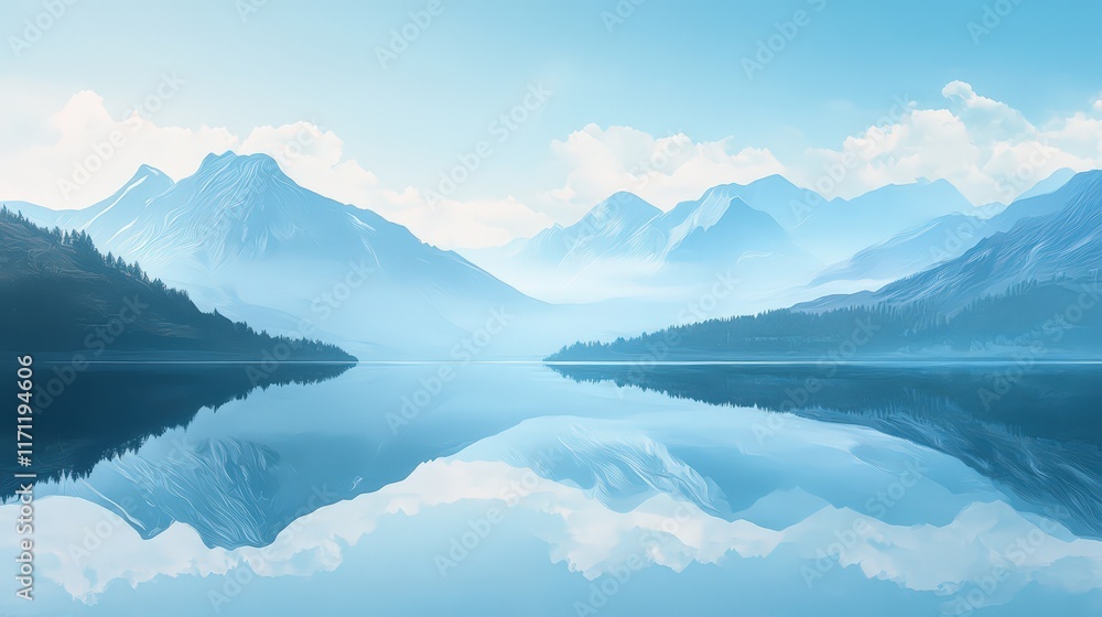Serene Mountain Lake Reflection Peaceful Landscape Serene Mountain Lake Reflection Peaceful Landscape