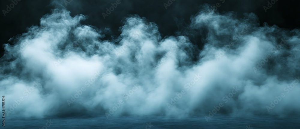 Obraz premium Blue smoke clouds on dark background. (1)