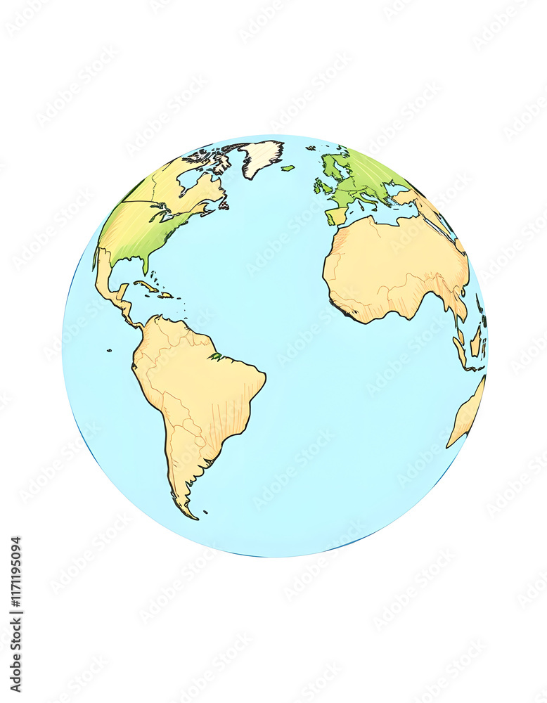globe isolated on white, hand-drawn digital illustration globe isolated on white, hand-drawn digital illustration
