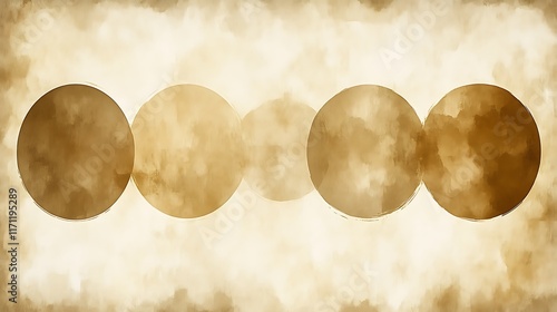 Abstract sepia circles on cloudy background.